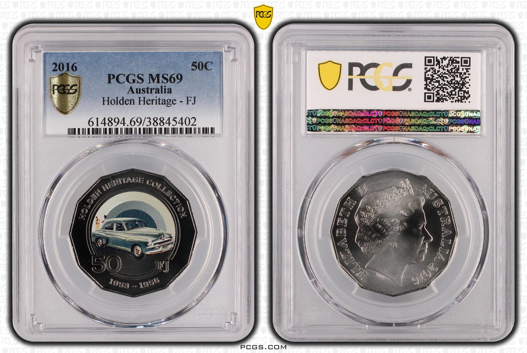 2016 Australia Fifty Cent, 50c Holden Heritage - FJ PCGS - MS69 POP 20/0 -402