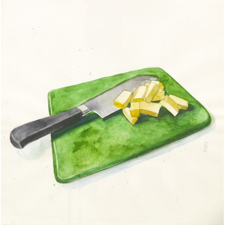 Jes Bonin 'Butter' Watercolor Painting, 2012