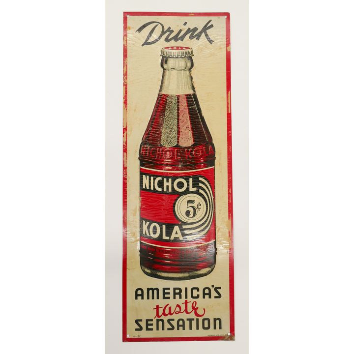 Deco Tin Advertising Nichol Kola Sign- 24x8''