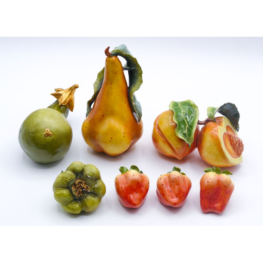 Box 7pc Katherine Houston Porcelain Fruit Sculptures