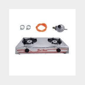 2 Plate Stainless Steel Gas Stove with Pipe|REGULATOR MISSING