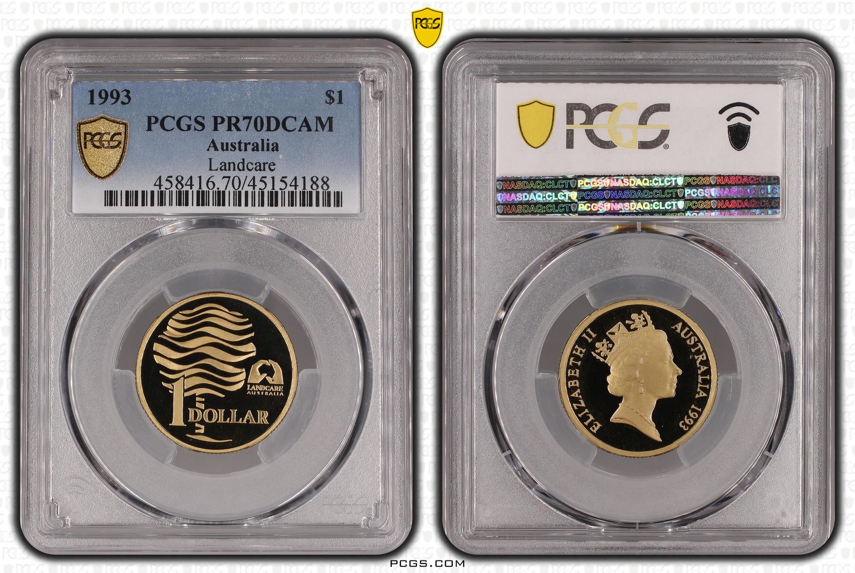 1993 Australia One Dollar, $1 Landcare PCGS - PR70DCAM POP 7/0 -188