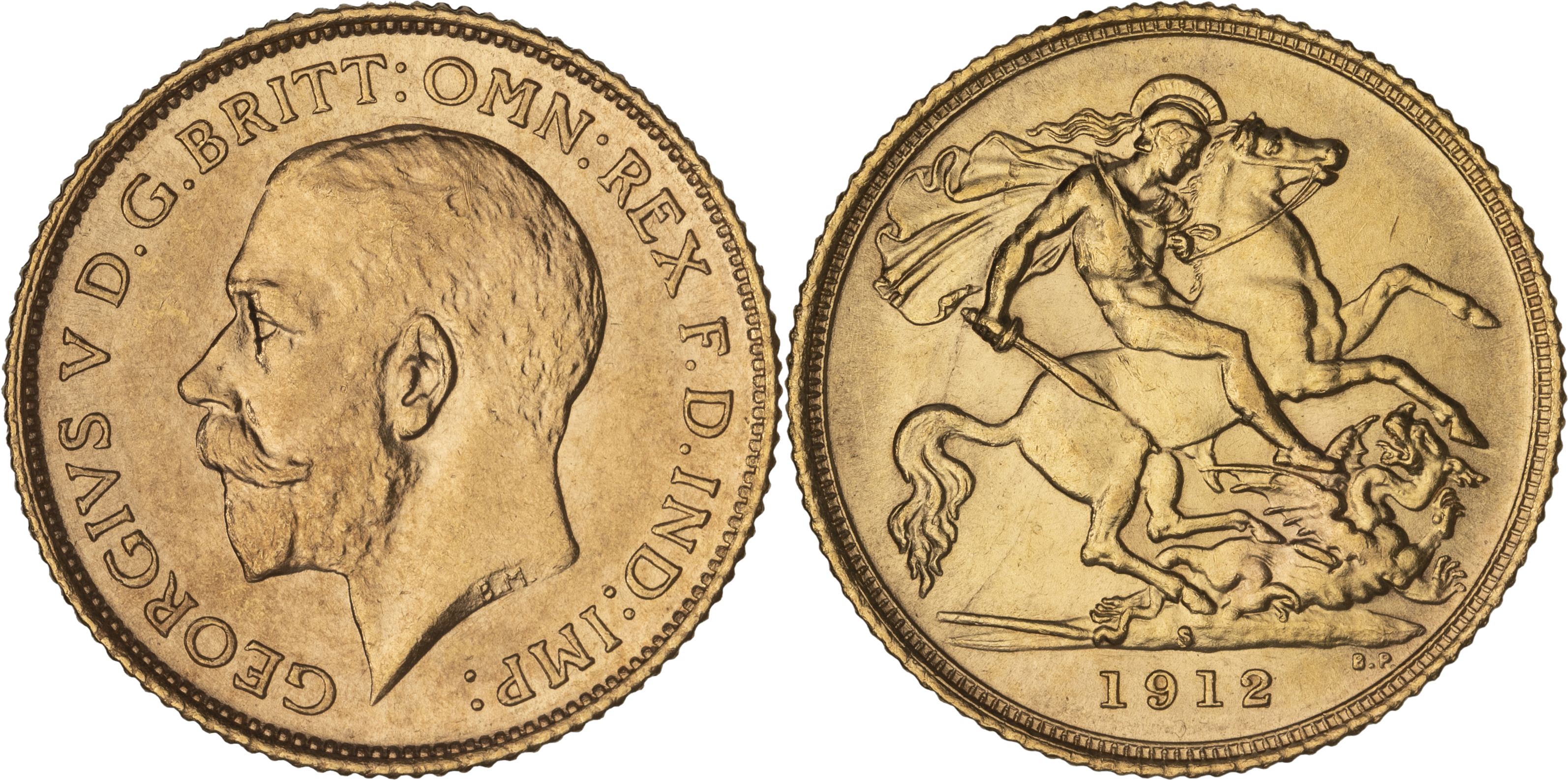 George V, St George Reverse, Half Sovereign, 1912-S, UNC