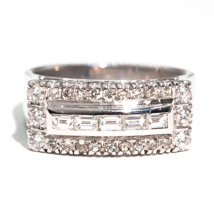0.93 Carat Total Diamond Weight Art Deco Ring