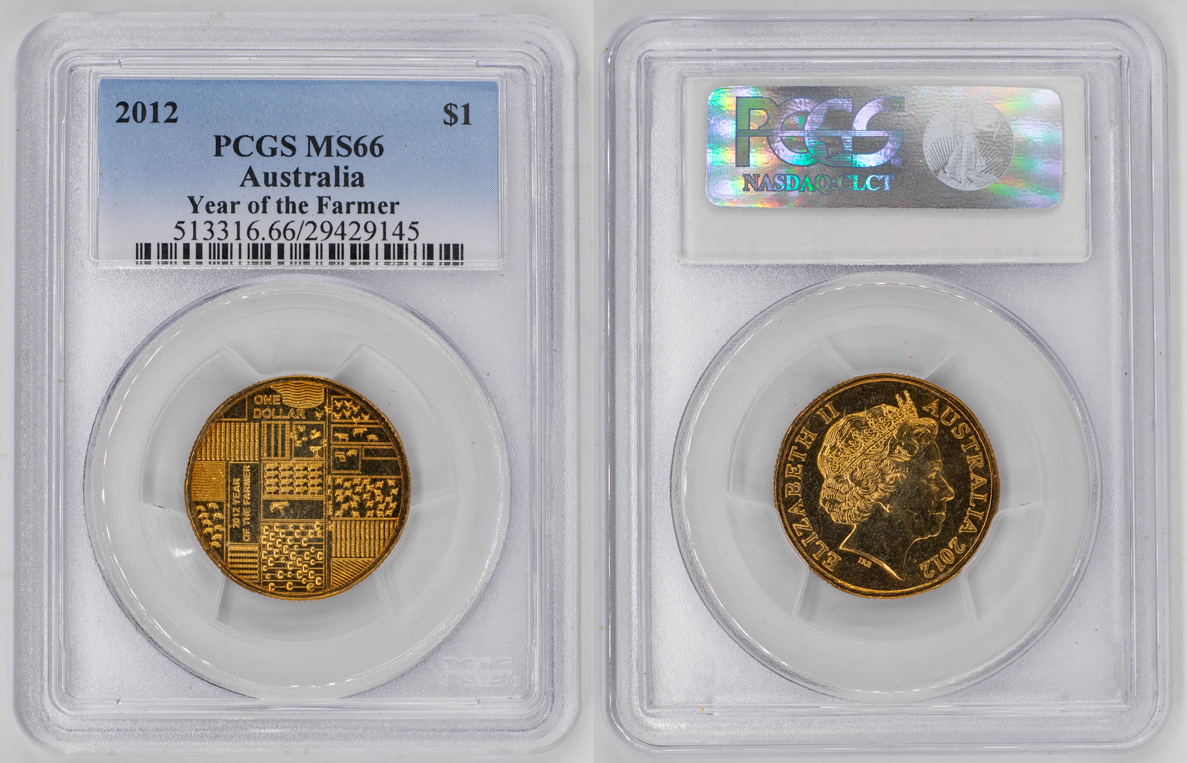 Elizabeth II, Year of the Farmer, One Dollar, 2012, PCGS MS66