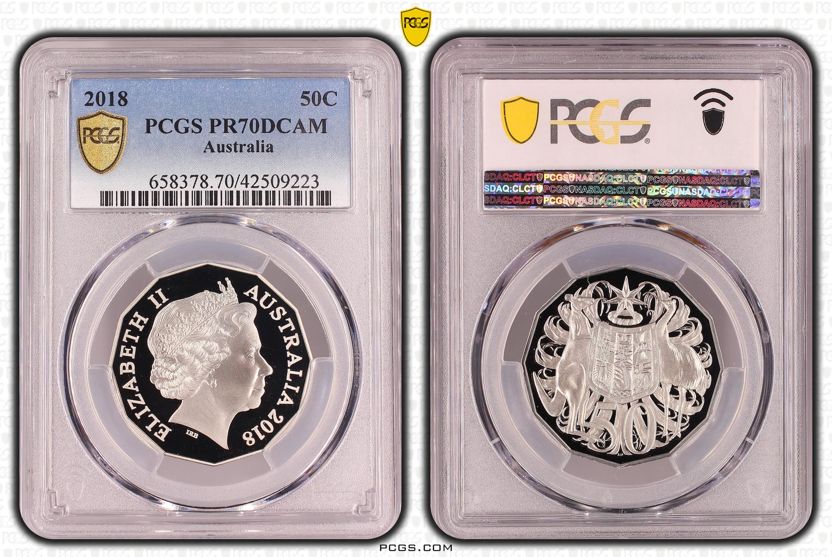 331 · 2018 Australia Fifty Cent, 50c PCGS - PR70DCAM POP 44/0 -223