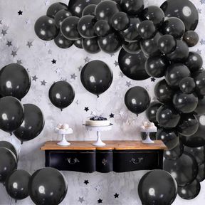 2 PACKS BLACK BALLOON GARLAND ARCH KIT 5 10 12 18 INCH DIFFERENT SIZES METALLIC BLACK LATEX PARTY HELIUM CHROME BLACK BALLOONS SET