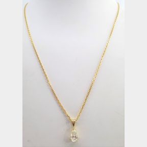 BEAUTIFUL 0.781CTS CUT PEAR SHAPED DIAMONDK IN 18CT YELLOW GOLD PENDANT PLUS CHAIN