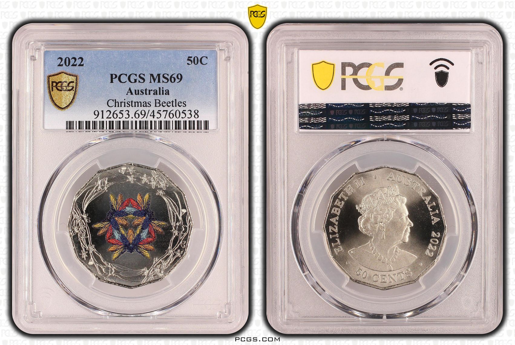 Christmas Beetles, Fifty Cent, 2022, PCGS MS 69