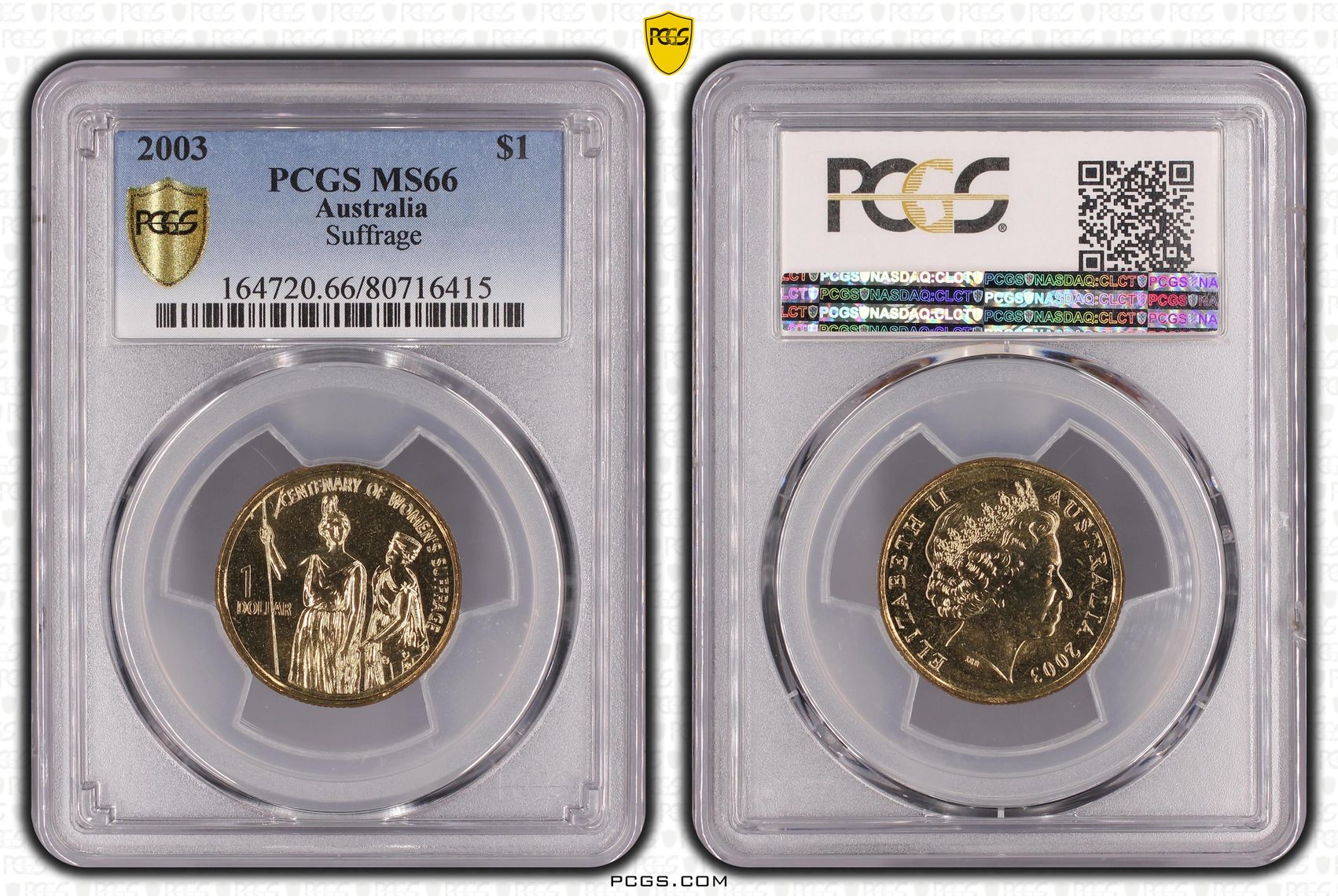 Elizabeth II, Suffrage, One Dollar, 2003, PCGS MS66