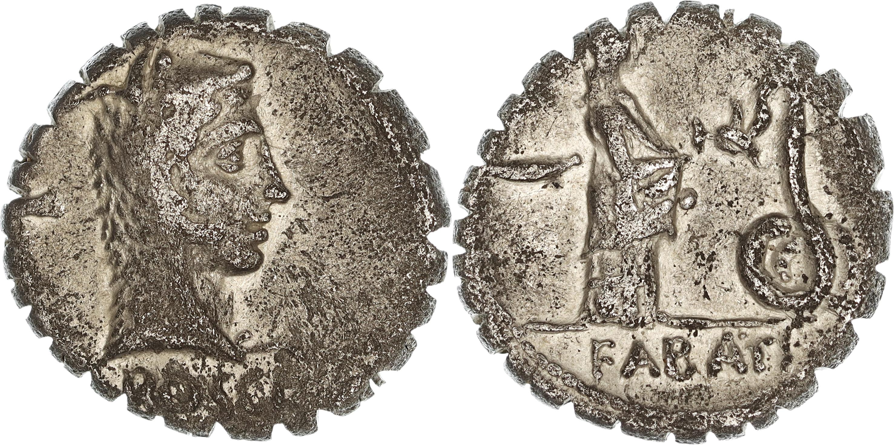 Roman Republic, L. Roscius Fabatus, Silver Denarius, 64 BC, nVF