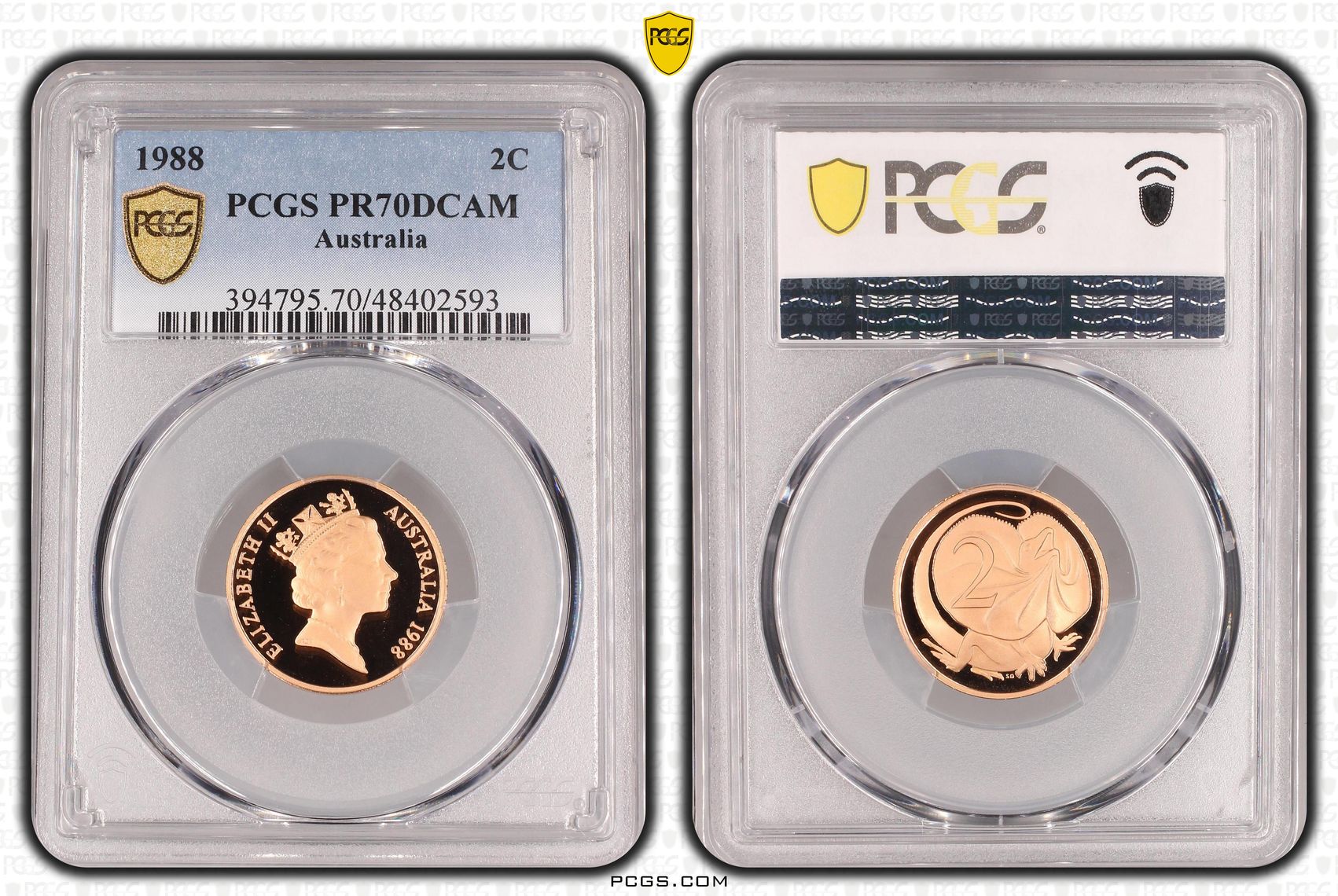 Elizabeth II, Pop 19/0, Two Cent, 1988, PCGS PR70DCAM