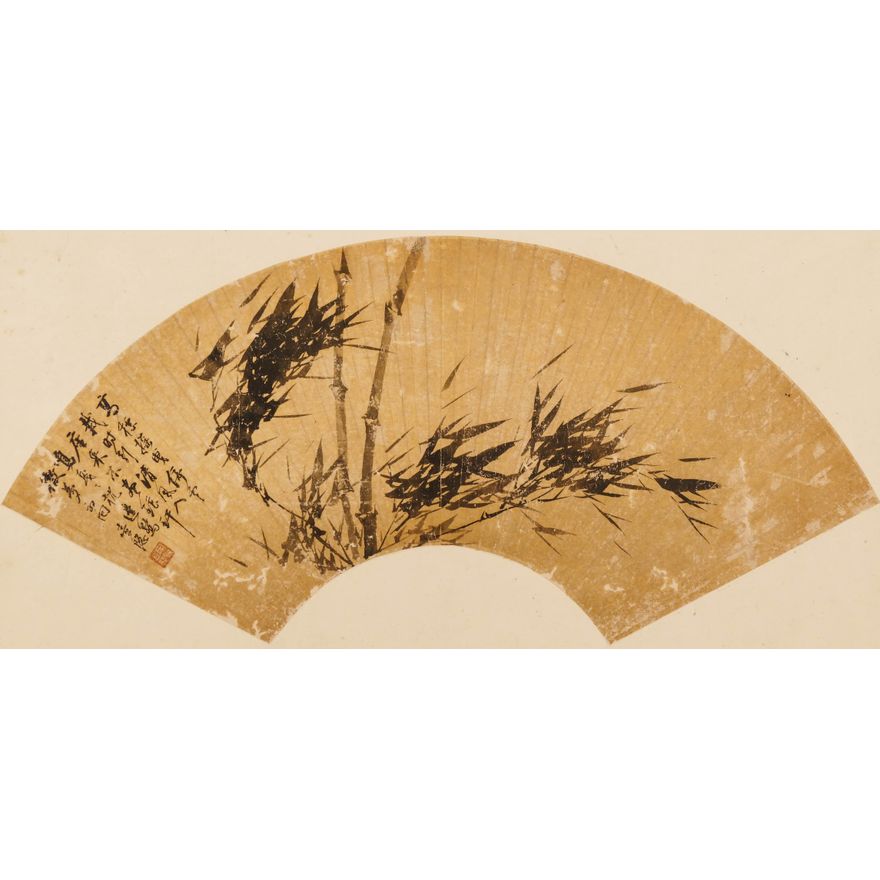 Yiyen (19th/20th Cent.) Bamboo Gold Fan Painting