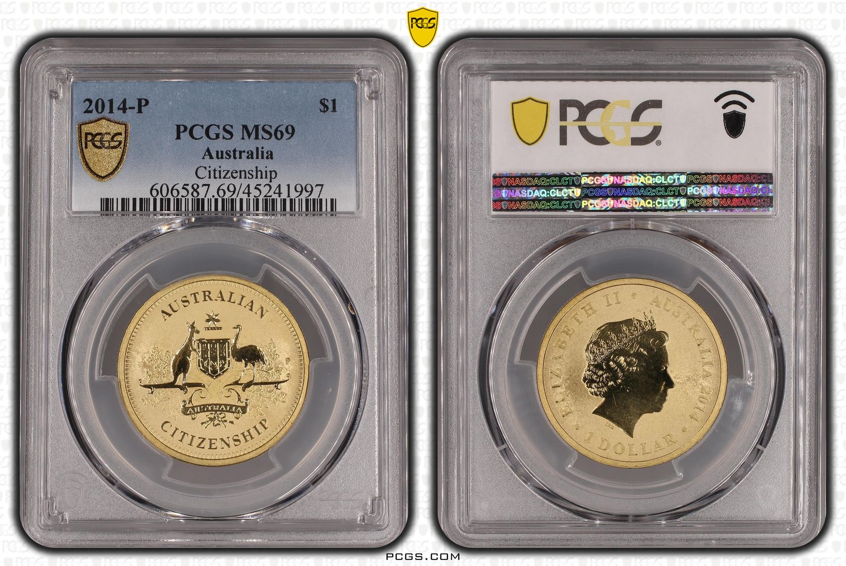 2014-P Australia One Dollar, $1 Citizenship PCGS - MS69 POP 4/0 -997