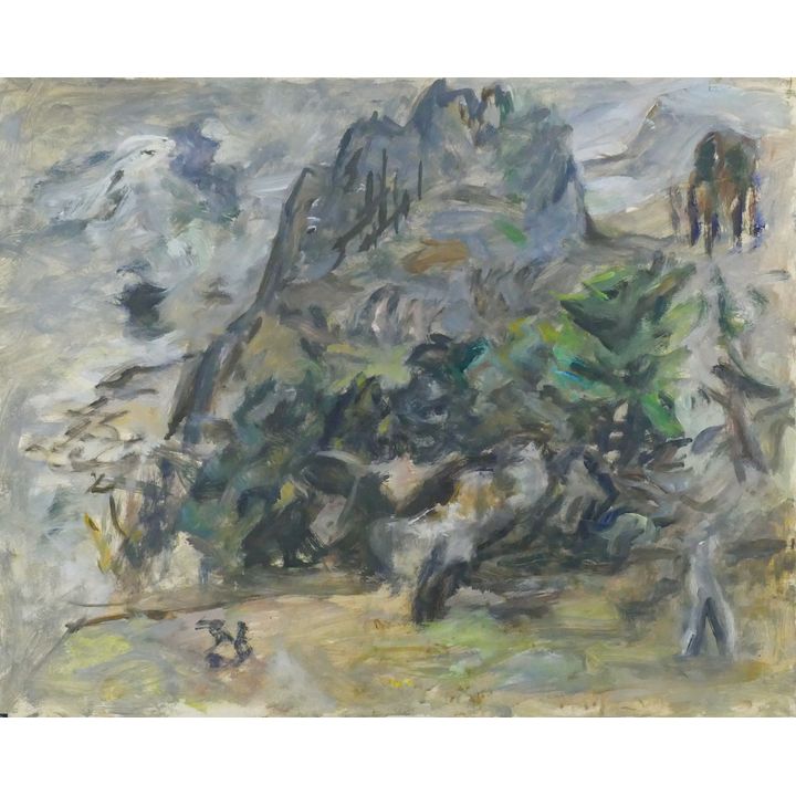 Arthur or Albert Runquist ''Green and Grey Landscape'' Oil