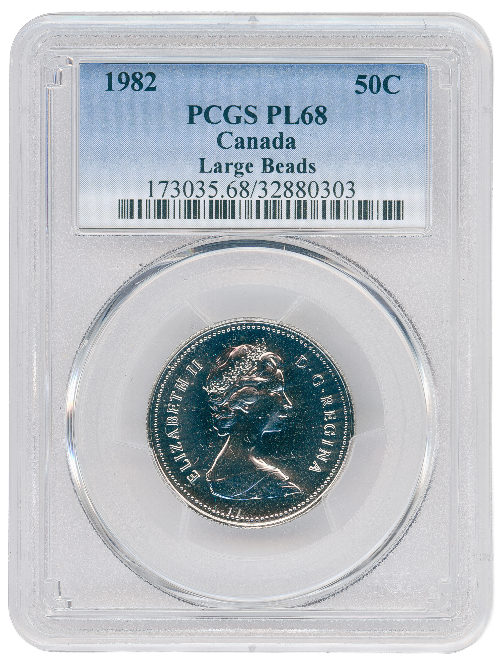 Canada, Large Beads, Fifty Cent, 1982, PCGS PL68