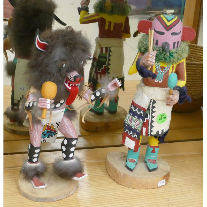 2pc Old SW Painted Kachina Dolls- 11'' approx