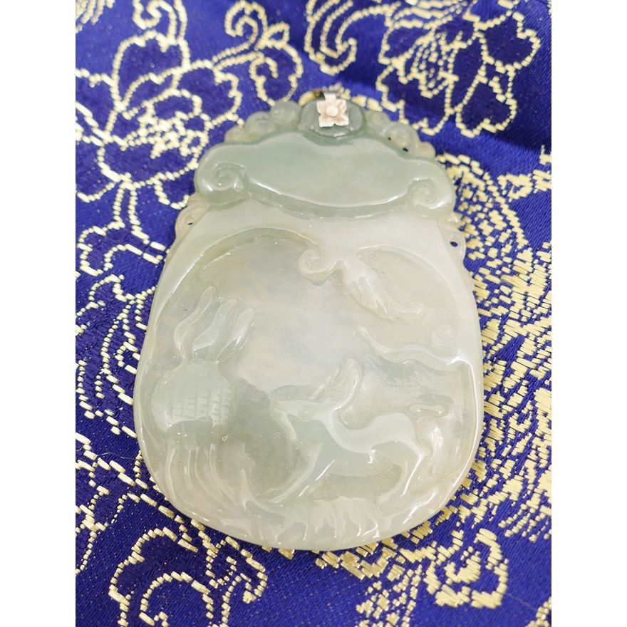 Carved Green Jade Pendant. 2.5x1.75''. 30.24g TW