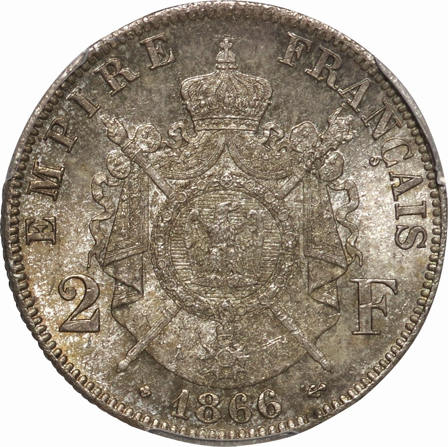 フランス-France. PCGS MS64. 未使用. UNC. Silver. 2フラン
