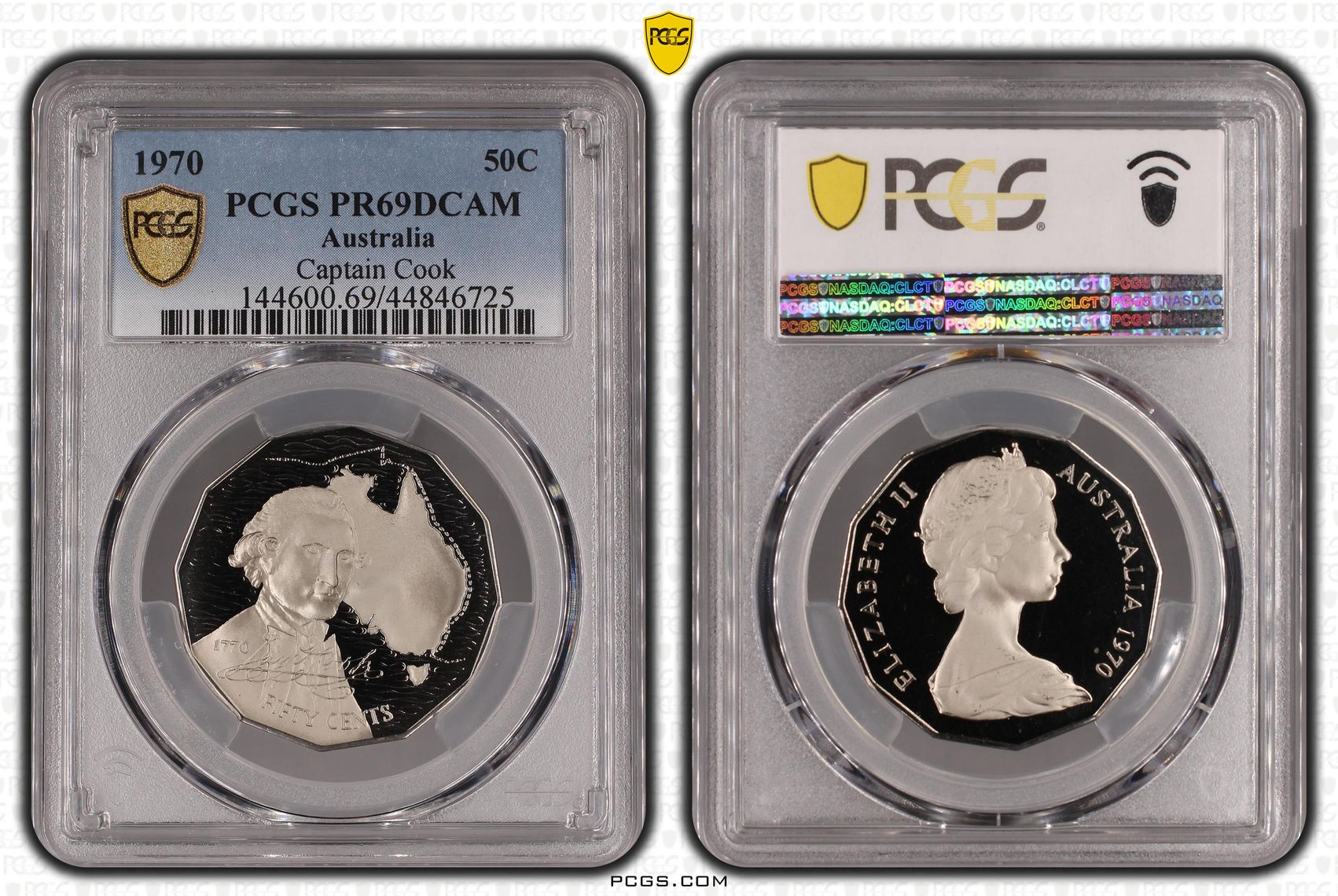 1970 Australia Fifty Cent, 50c Cook PCGS - PR69DCAM -725