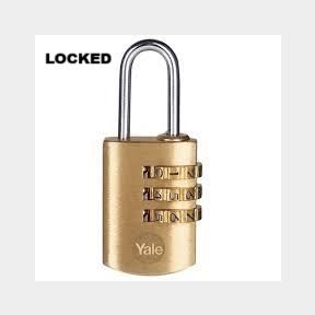 Yale 22mm Brass combination padlock -(LOCKED)-51724/1683-bar 5052847099964 B3 (S9)