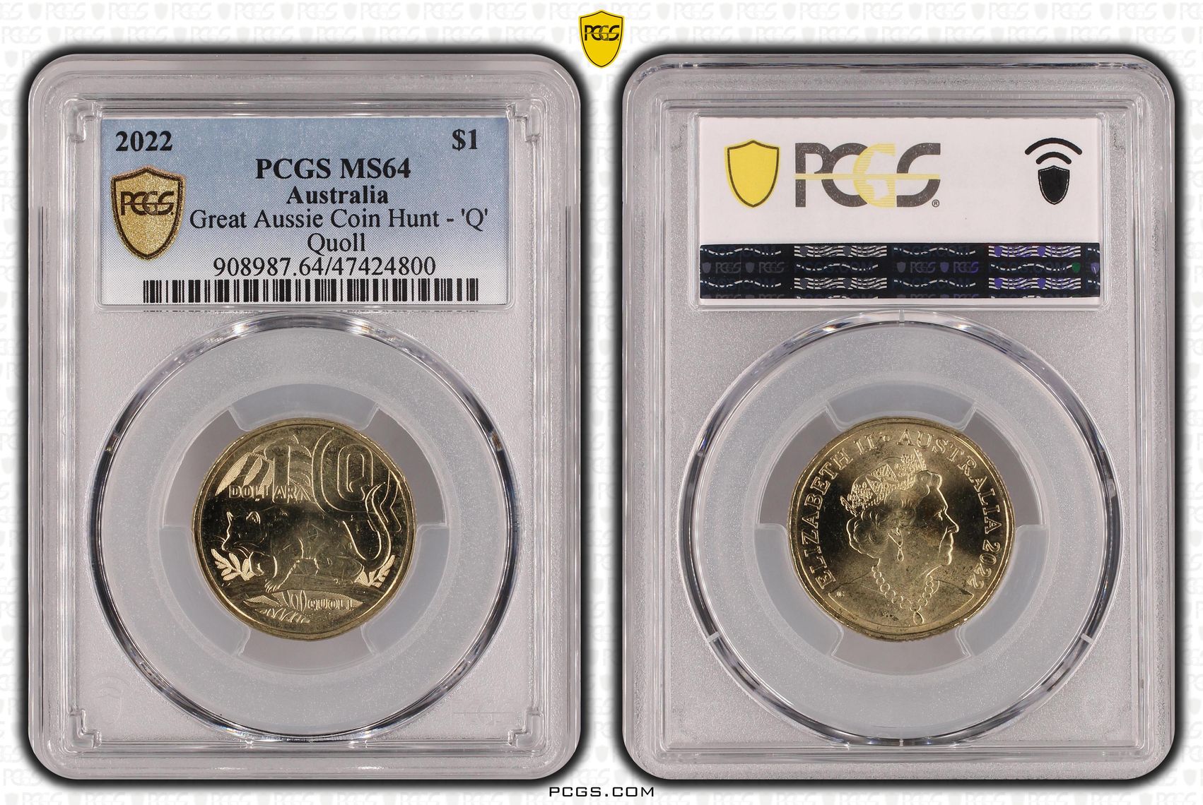 Elizabeth II, Great Aussie Coin Hunt - 'Q', One Dollar, 2022, PCGS MS64