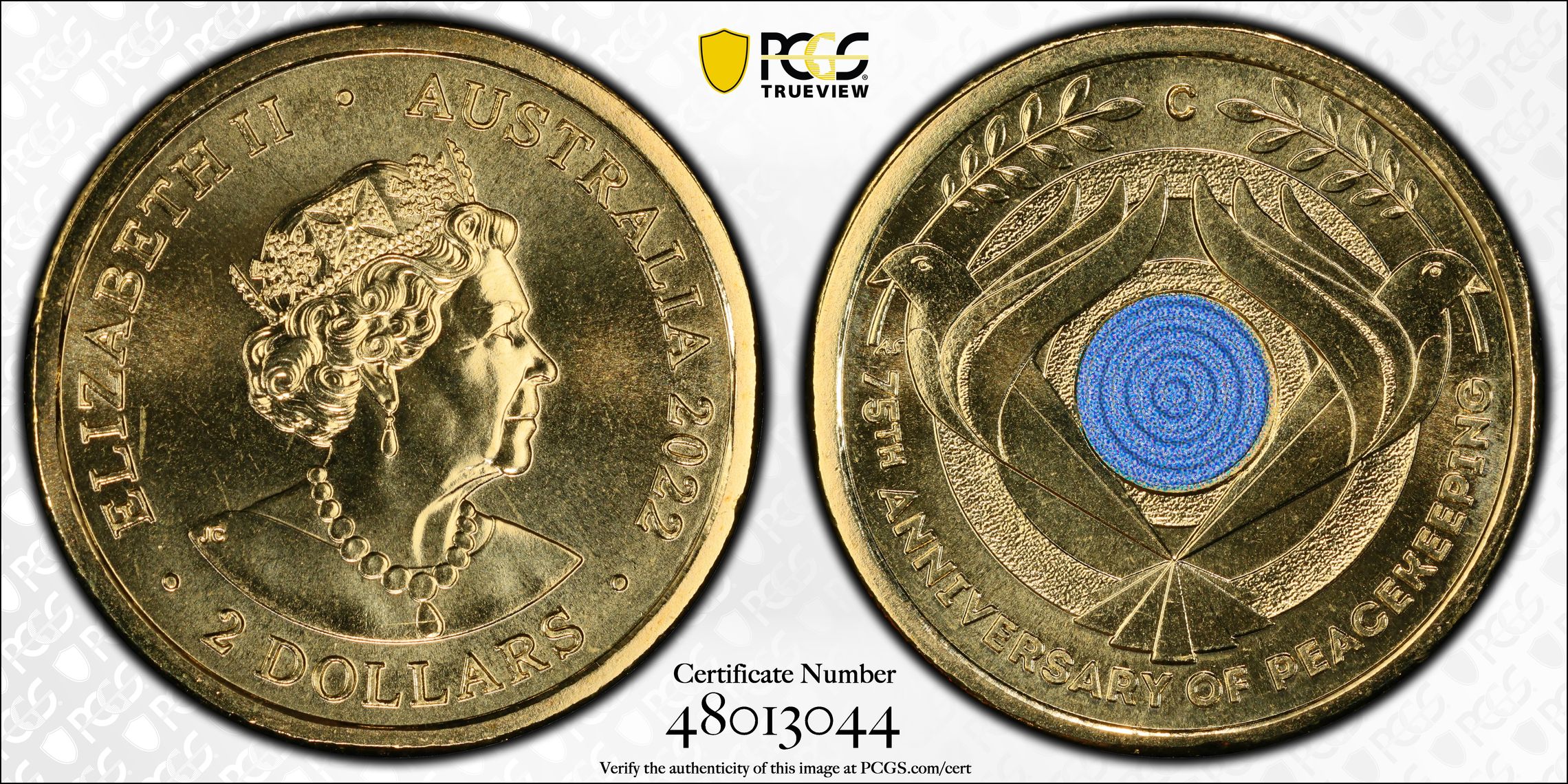 Elizabeth II, Peacekeeping Colorized, Two Dollar, 2022, PCGS MS68