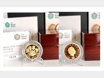 2017 ELIZABETH II 'NATIONS OF THE CROWN' TWELVE SIDED GOLD 17.72g PROOF 1 POUND COIN