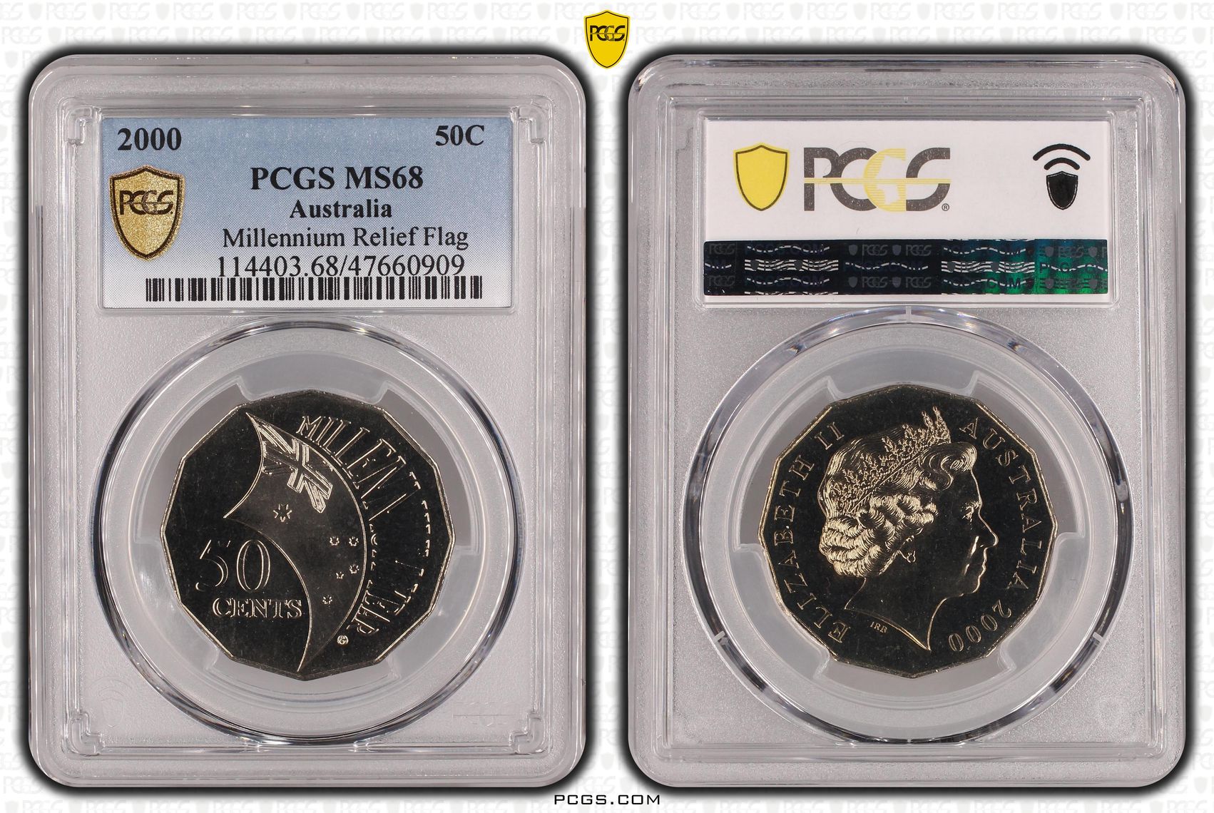 Elizabeth II, Millennium Relief Flag, Fifty Cent, 2000, PCGS MS68