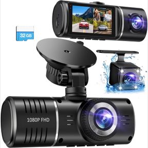 DASH CAM, 3 CHANNEL, 1080P FRONT AND INSIDE, TRIPLE, WITH 32GB CARD, HDR, G-SENSOR, 24H PARKING, LOOP RECORDING