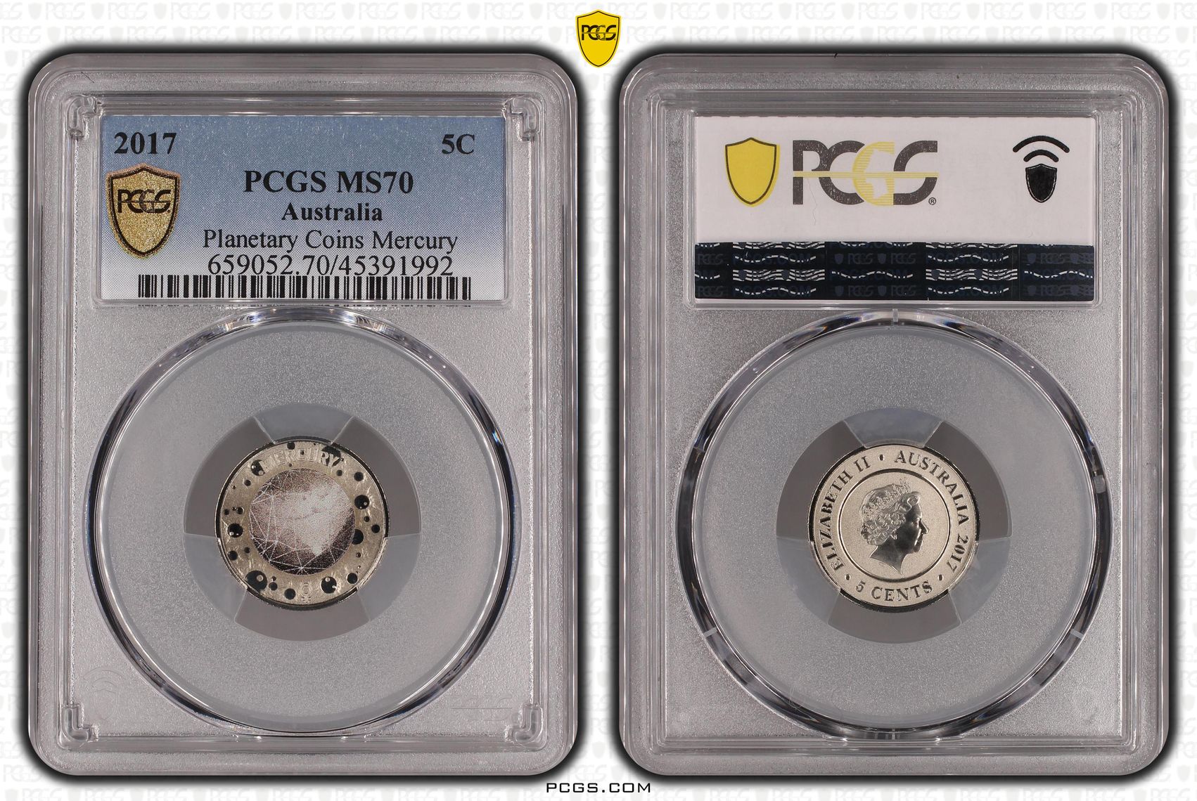 2017 Australia Five Cent, 5c Planetary Coins Mercury PCGS - MS70 POP 64/0 -992