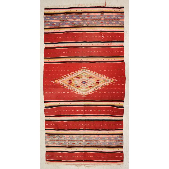 Old Mexican Saltillo Blanket 3'x6'6'' Approx. - One hole