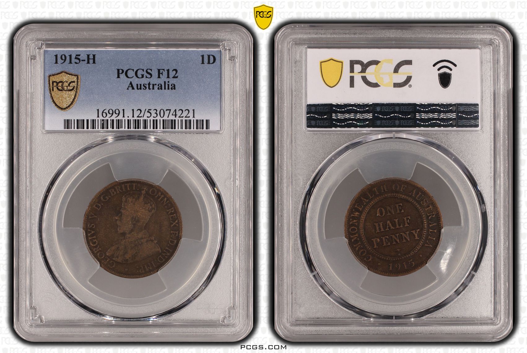 George V, Penny, 1915-H, PCGS F12BN