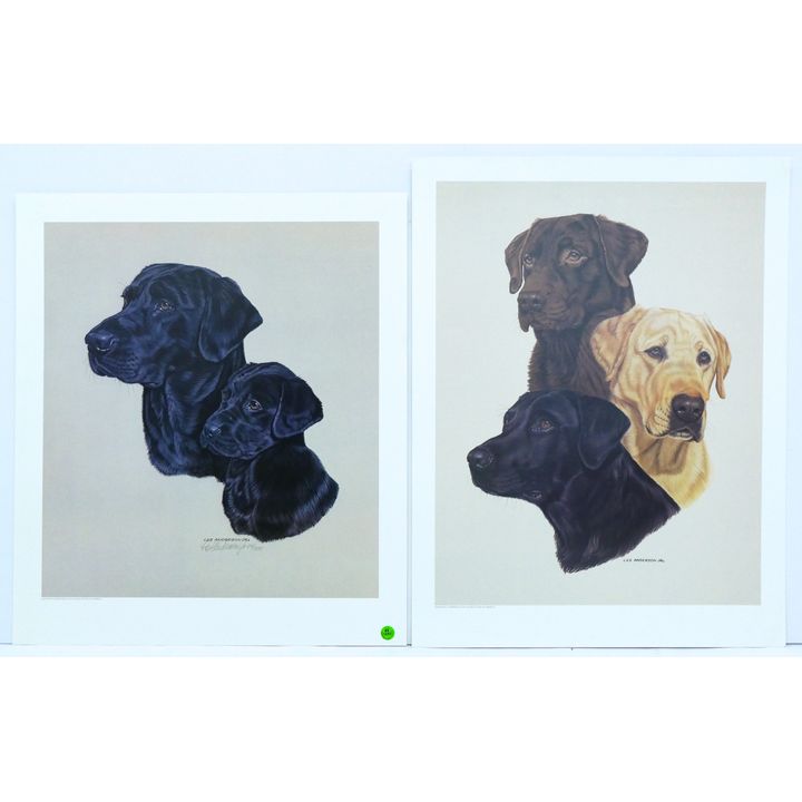 2pc Les Anderson Dog Prints Loose 26''x20'' Largest