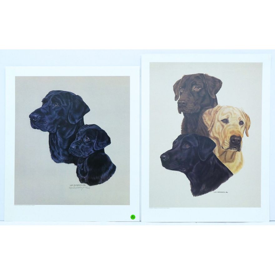 2pc Les Anderson Dog Prints Loose 26''x20'' Largest
