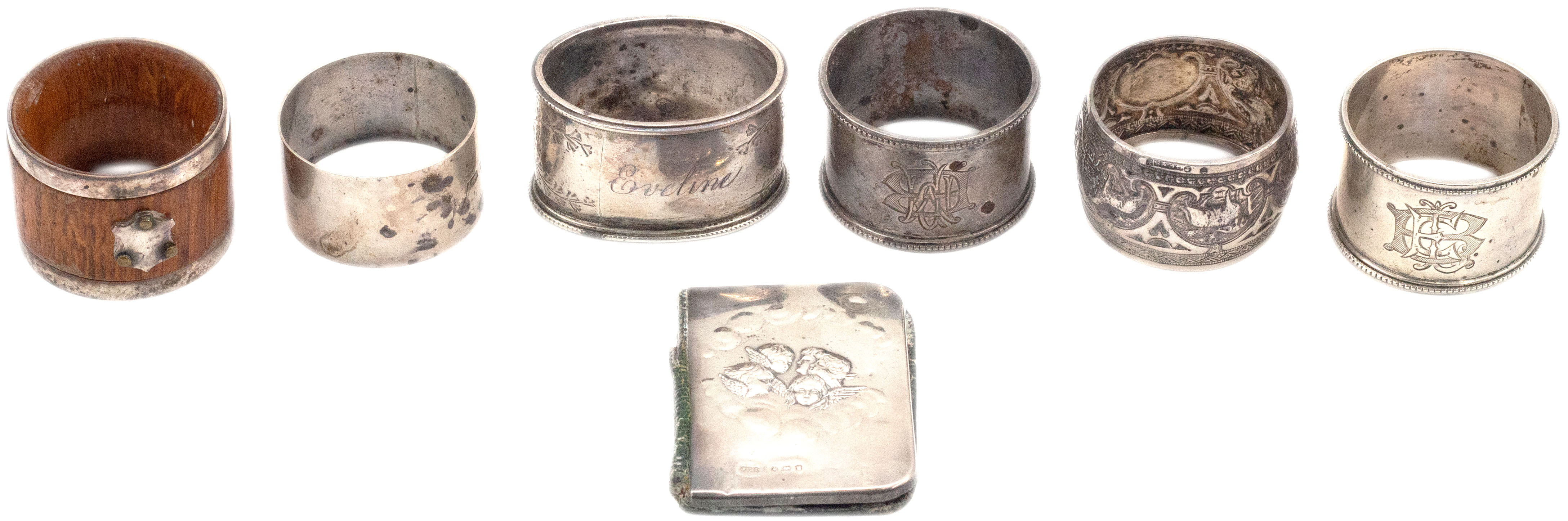 Great Britain, Group of Silver Napkin Rings, 1860 - 1920, VGC