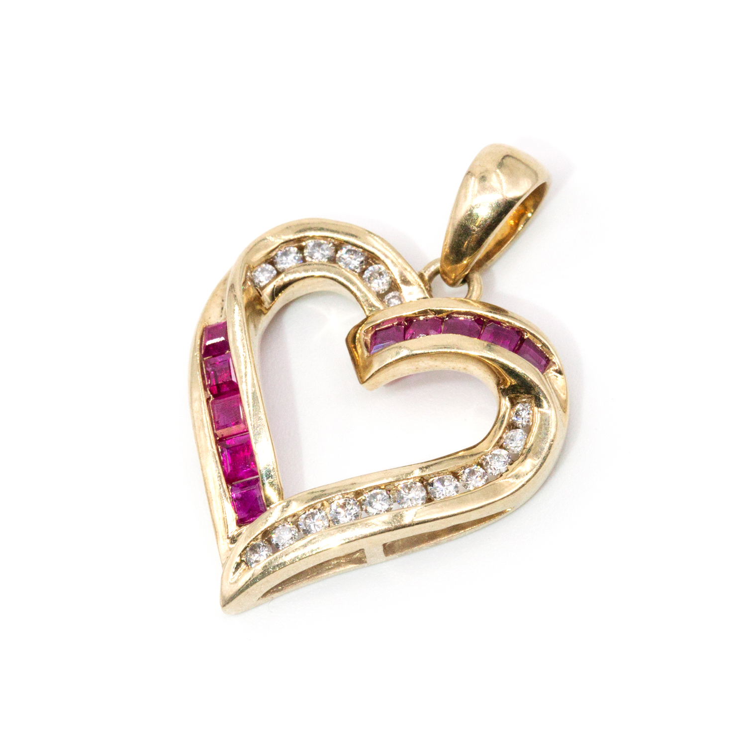 Ruby & Diamond 9ct Gold Heart Pendant