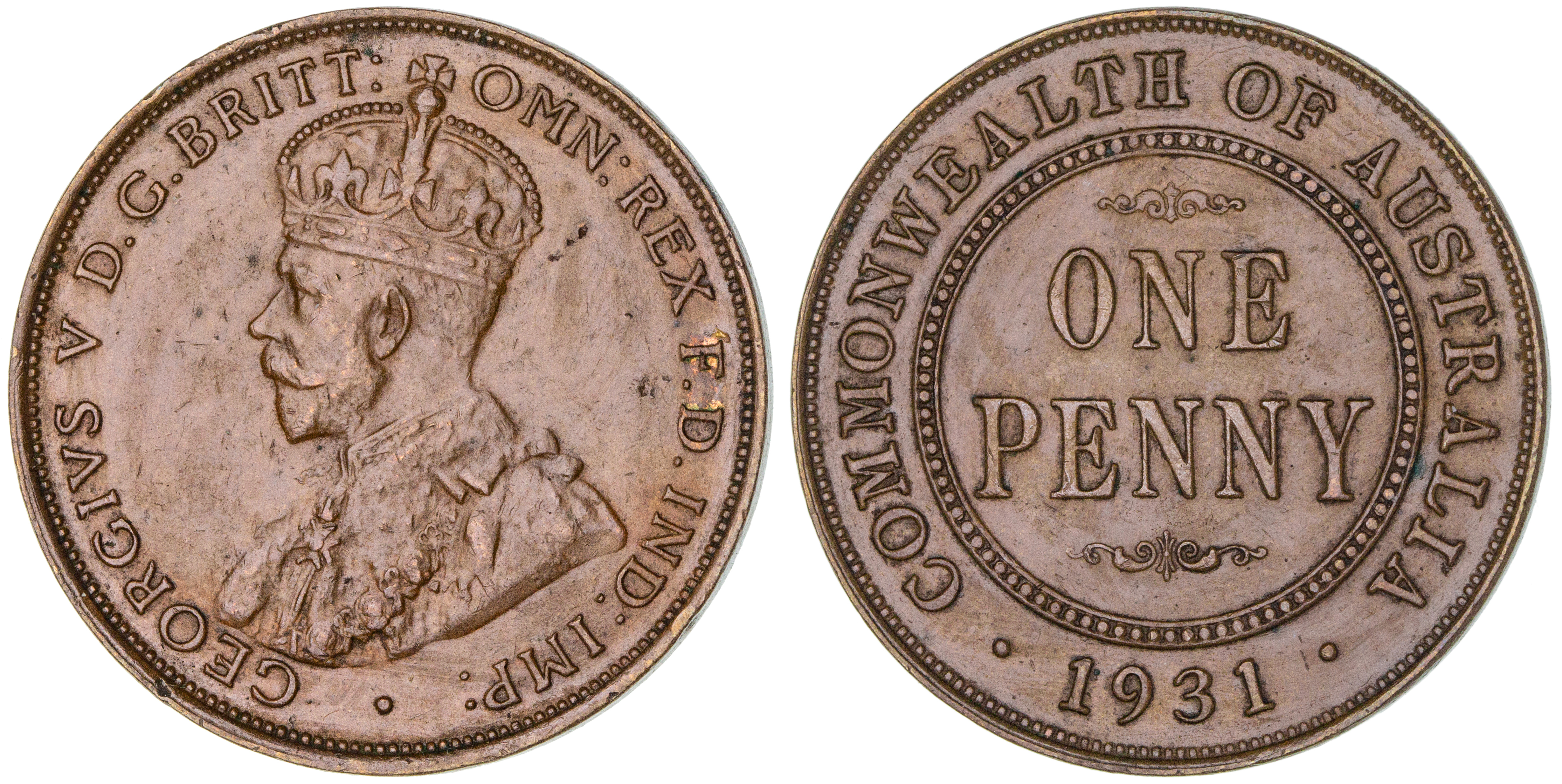 George V, Penny, 1931, aUNC