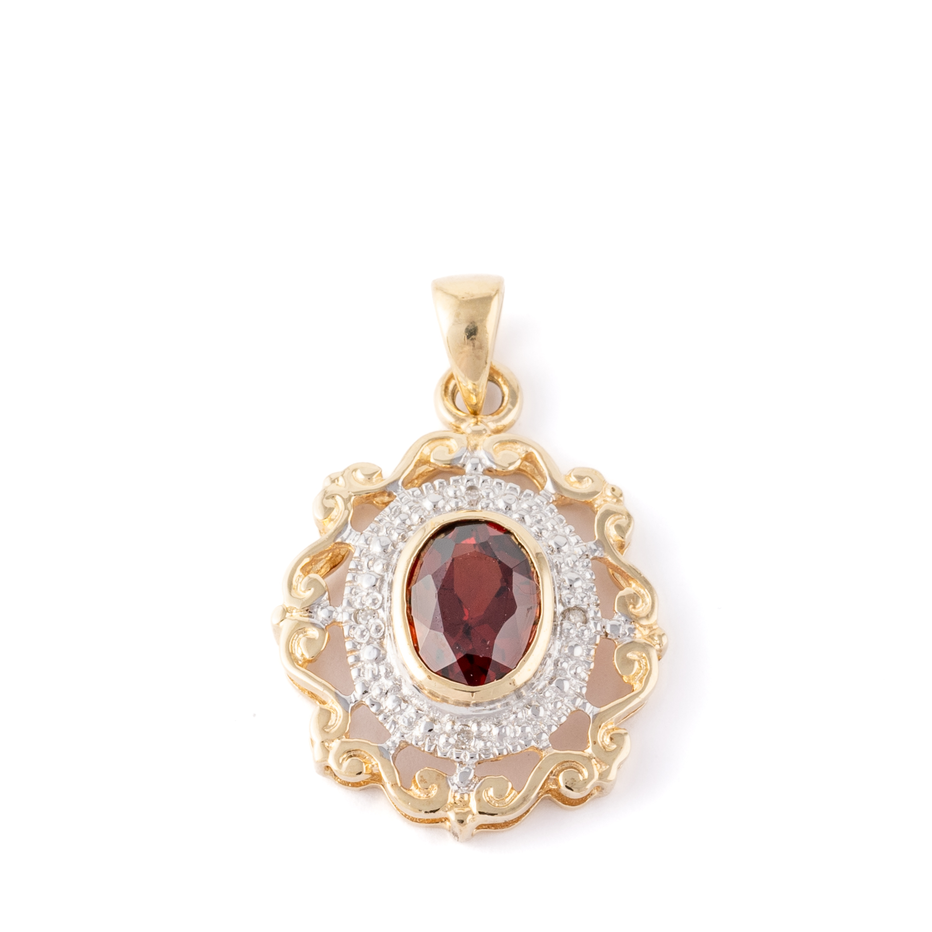 415 · Garnet and Diamond Pendant 9ct