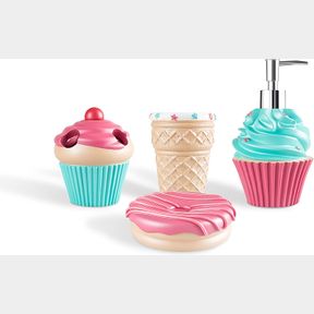 OUTSTANDING HOUSEHOLD BATH AND SHOWER ACCESSORY SET (ICE CREAM) 4 PCS