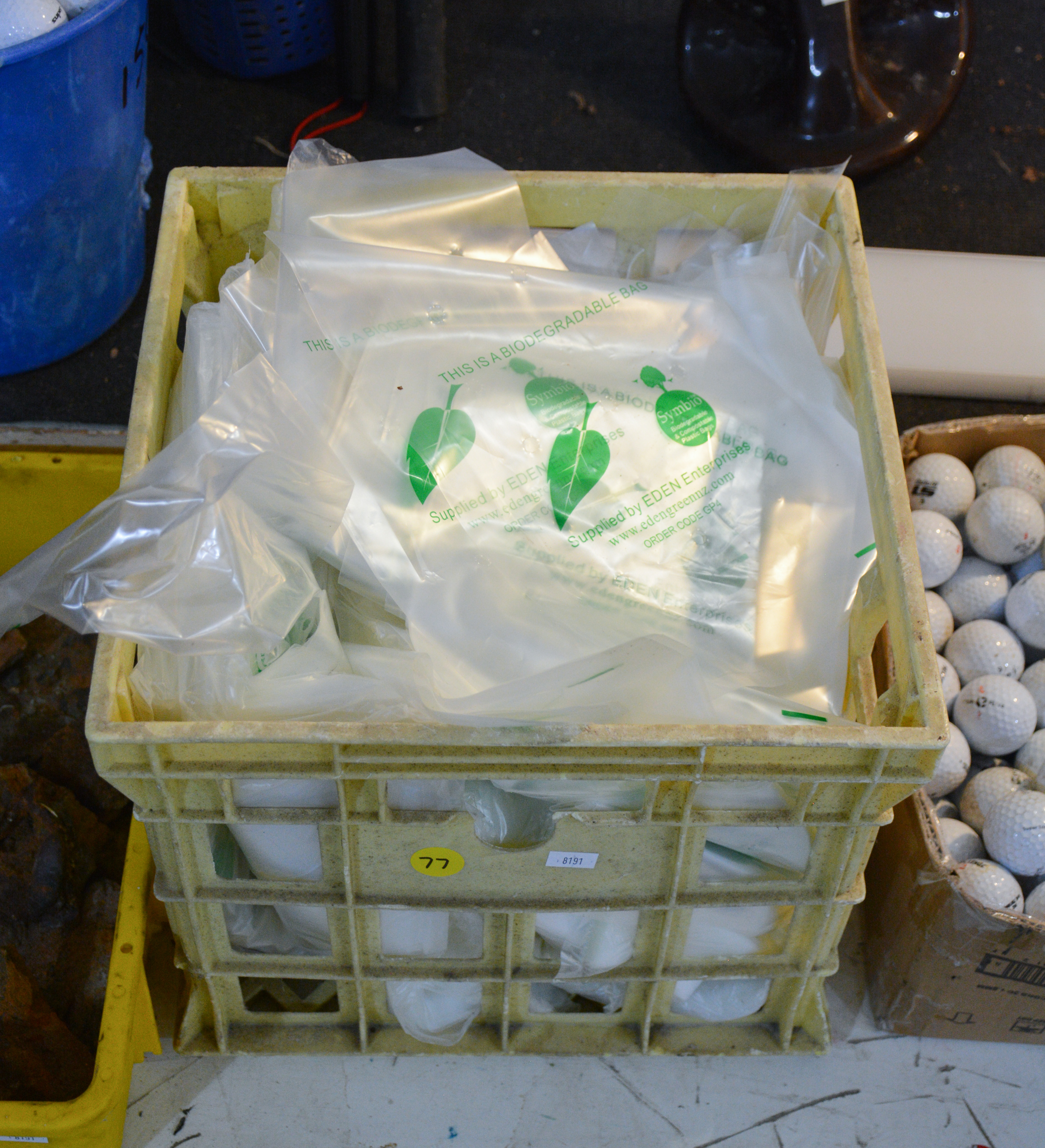 Crate of Biodegradable Plastic Bags — sold at auction in New Zealand for $10