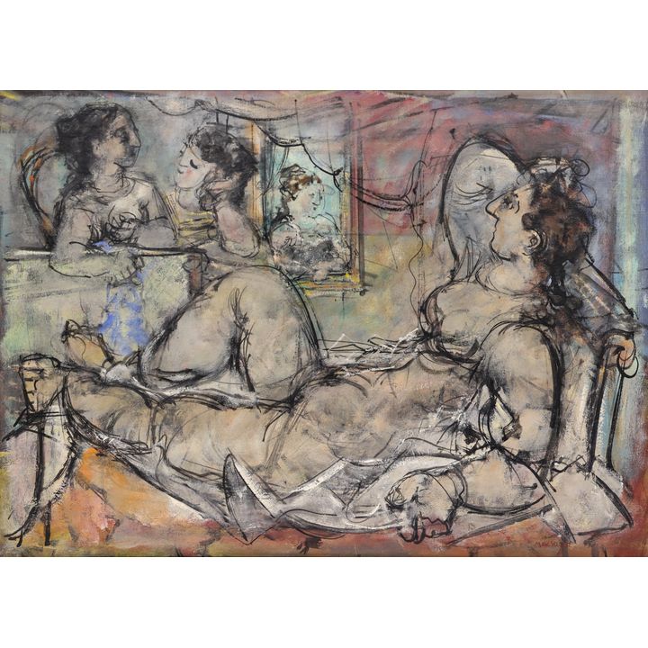 Max Weber ''Reclining Nude'' 1940's Oil on Canvas