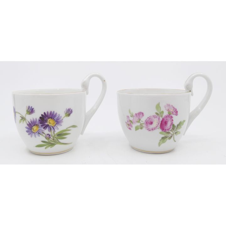 2pc Meissen Floral Porcelain Teacups