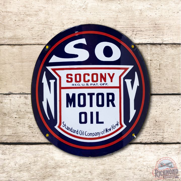 15" Socony Motor Oil Porcelain Curved Sign TAC 9