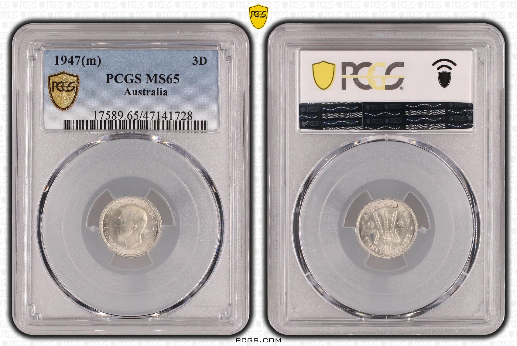 Threepence, 1947(m), PCGS MS 65