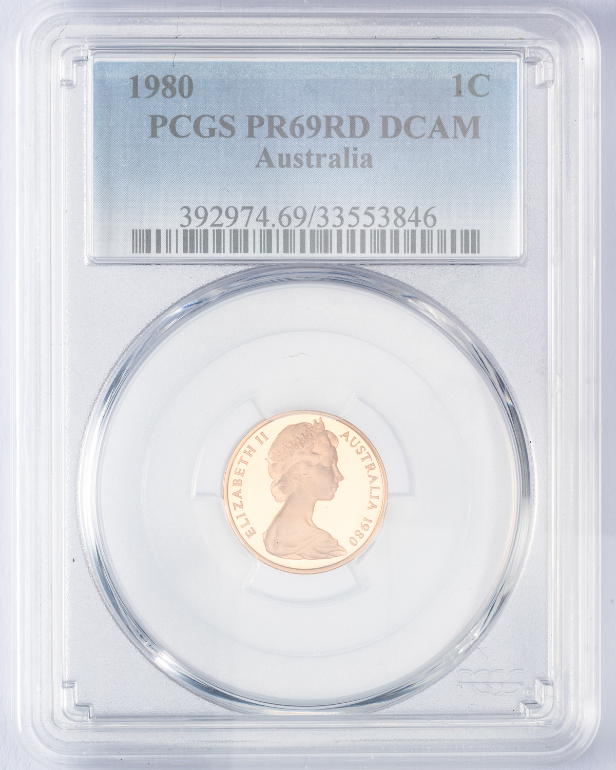 Elizabeth II, One Cent, 1980, PCGS PR69DCAM