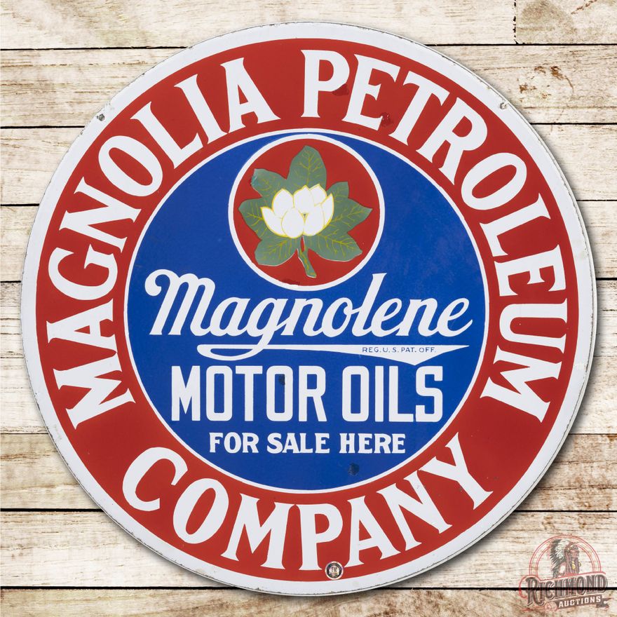 30" Magnolia Petroleum Double Sided Porcelain Sign TAC 8.5