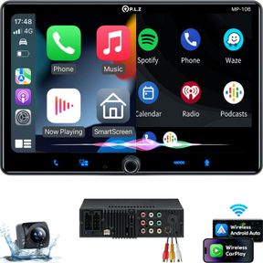 PLZ SINGLE DIN CAR STEREO WIRELESS APPLE CARPLAY ANDROID AUTO RADIO, 10.1" CAR PLAY TOUCH SCREEN, BLUETOOTH 5.3 CAR AUDIO RECEIVER