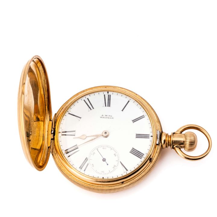 American Watch Co. Grade 220 18k Gold Full Hunter Pocket Watch 12s, 1893