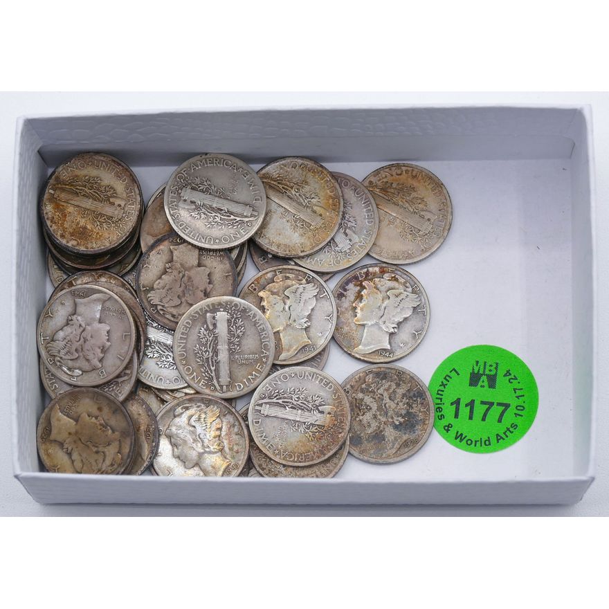 Box 44pc US Mercury Silver Dimes